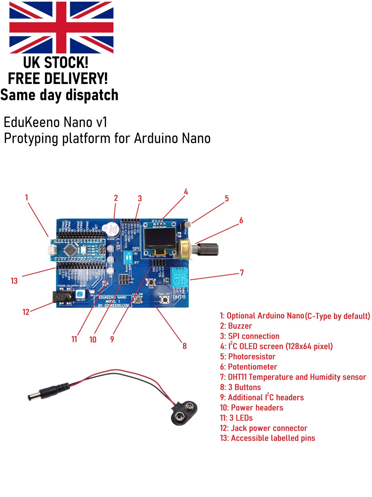 Edukeeno Nano v1.0 Development Board for Arduino Nano