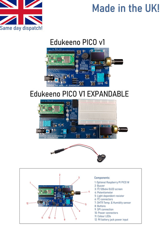 Edukeeno PICO v1.0 Development Board for Raspberry PI PICO 1 and 2